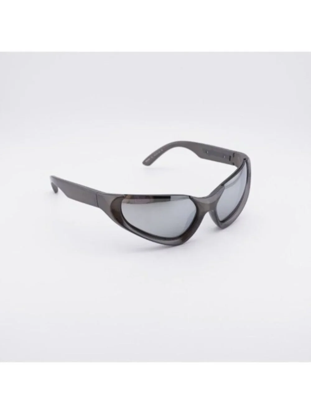 Balenciaga BB0202S 002 Unisex Sunglasses Silver Geometric Frame, Grey Lenses